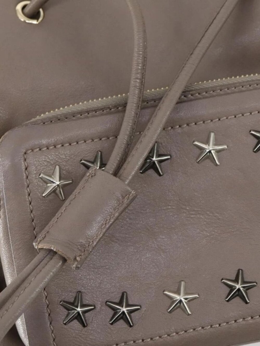 Jimmy Choo Studs Backpack Leather Beige Gold Auth BA7708 - Picture 13 of 16